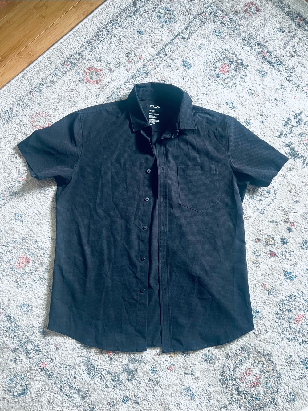 FLX Men’s Short-Sleeve Dress Shirt - Black Size Medium